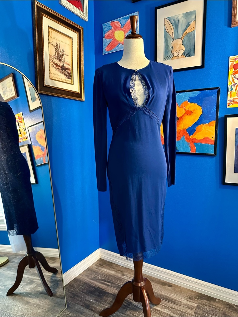 Roberto Cavalli Midi Dress | Worn by Donna in Suits | Crew Neck Designer Dress |